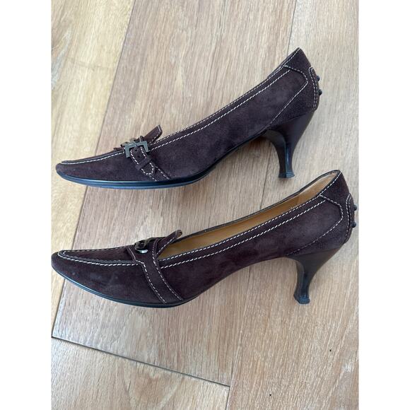 Women’s Tod’s Brown Suede Kitten Heel Loafer - Picture 10 of 13